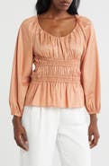 Rebecca Taylor Smocked Peplum Top
