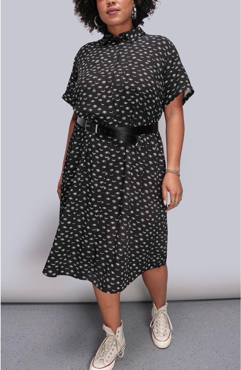 WILDFANG The Empower Shirt Dress, Alternate, color, Wink Black