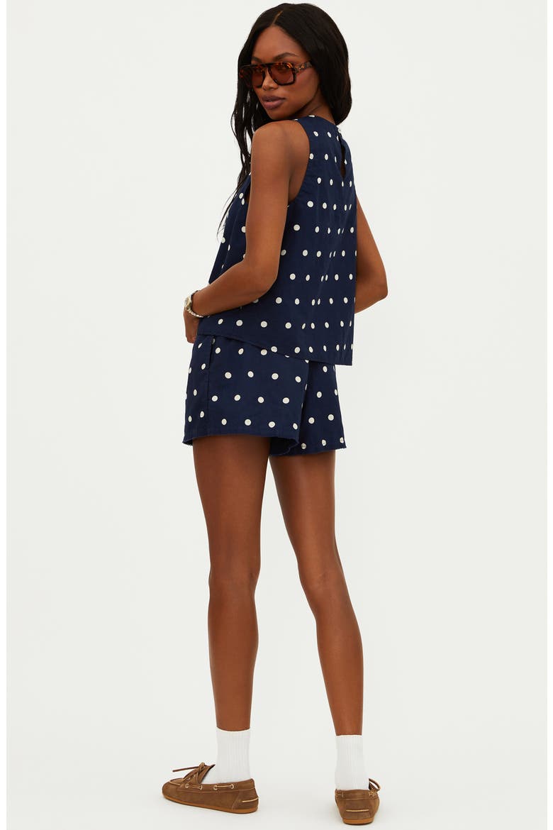 Birkley Polka Dot Cotton & Linen Cover-Up Shorts, Alternate, color, NAVY POLKA DOT