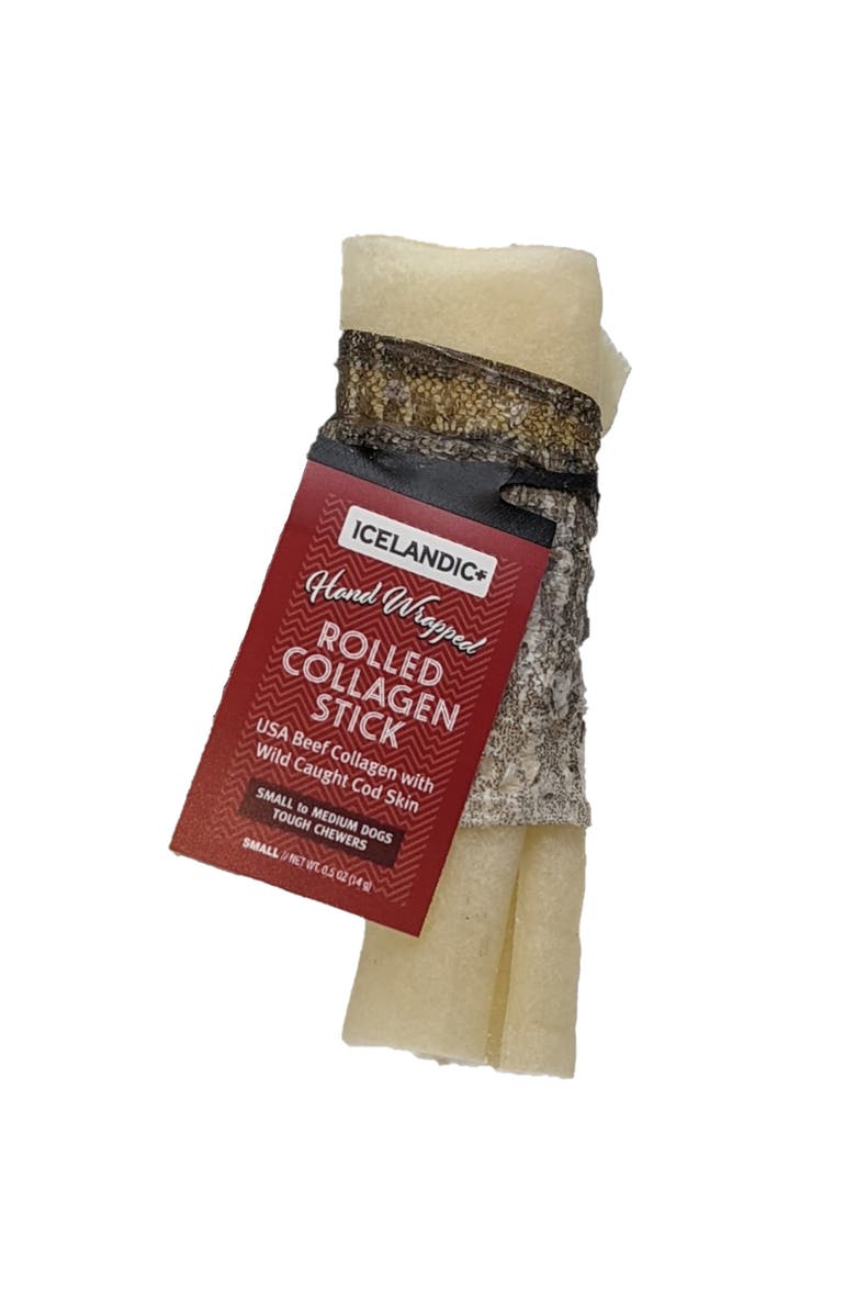 ICELANDIC+ Beef Rolled Collagen Stick with Wrapped Fish 4" Dog Treat, Main, color, 
