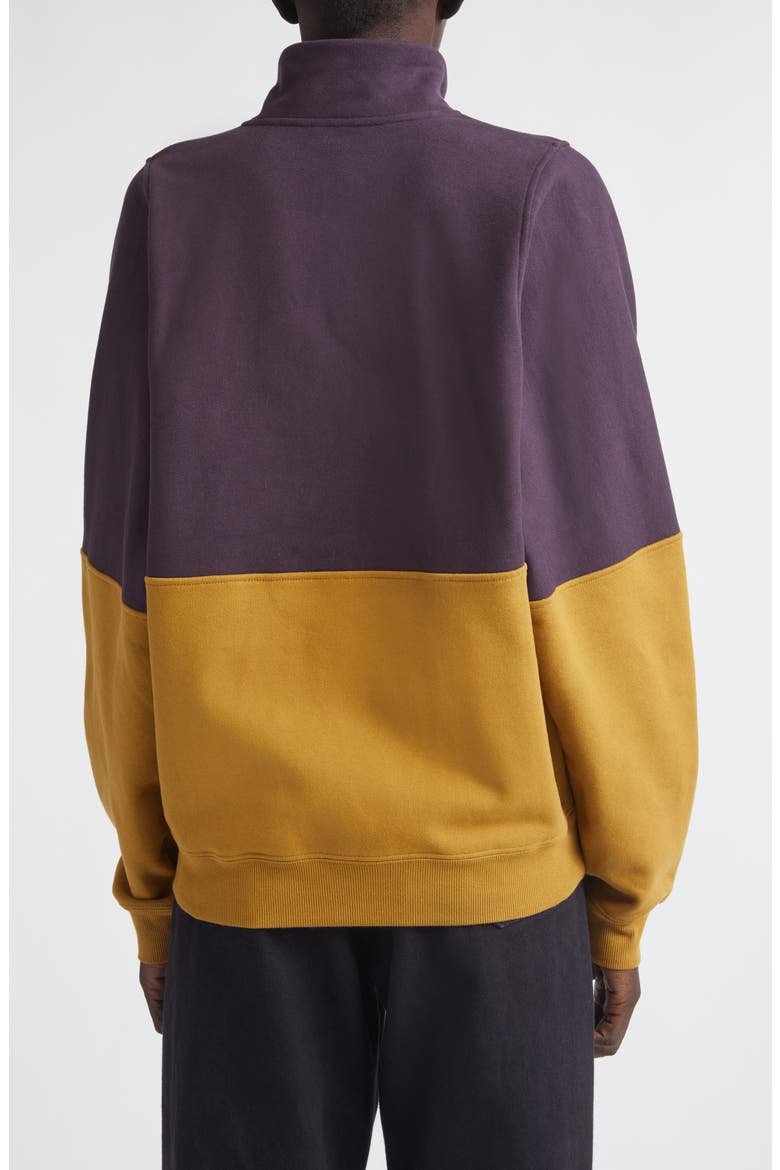 Colorblock Cotton Fleece Half Snap Sweatshirt, Alternate, color, RAISIN / MIEL FONCE