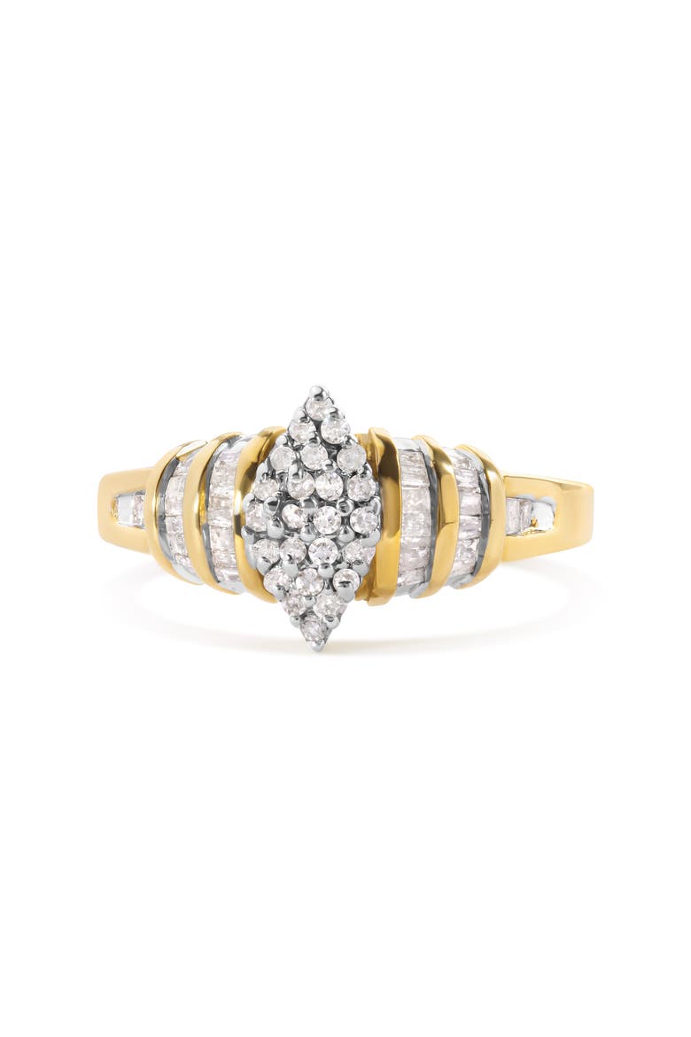 10K Yellow Gold 1/2 Cttw Diamond Head & Multi Row Ring, Alternate, color, Yellow