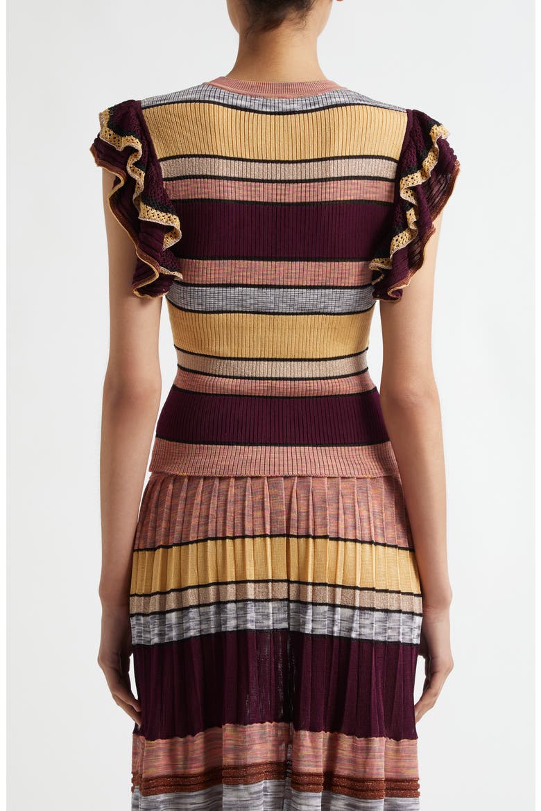 Cecile Metallic Stripe Knit Top, Alternate, color, SUNDOWN