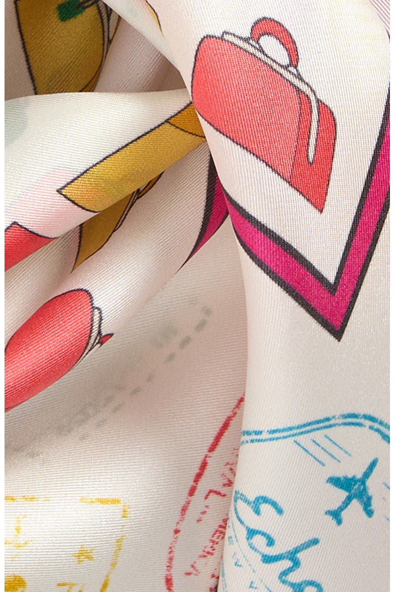 Luggage Silk Square Scarf, Alternate, color, WHITE MULTI