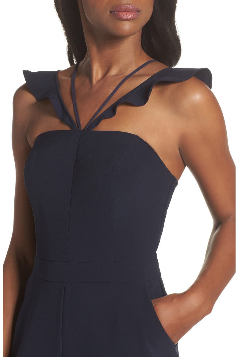 Flutter Neck Jumpsuit, Alternate, color, NAVY