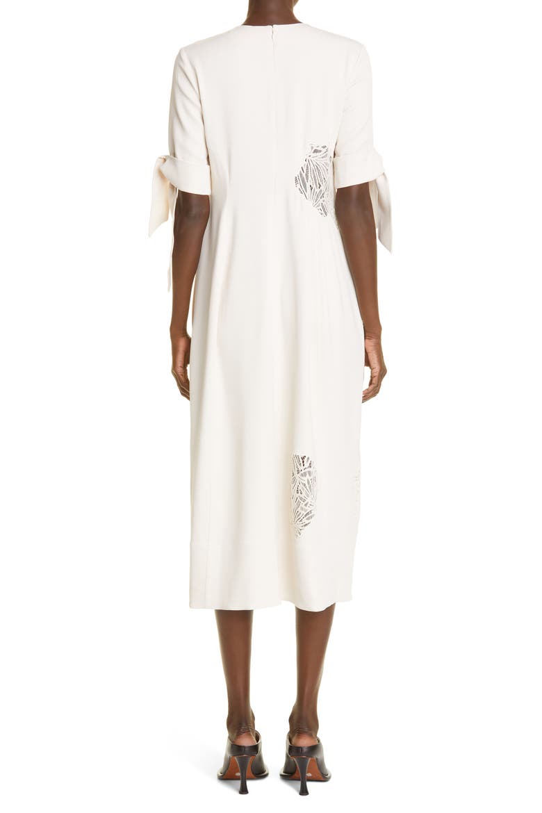 Guipure Lace Inset Matte Satin Dress, Alternate, color, ECRU