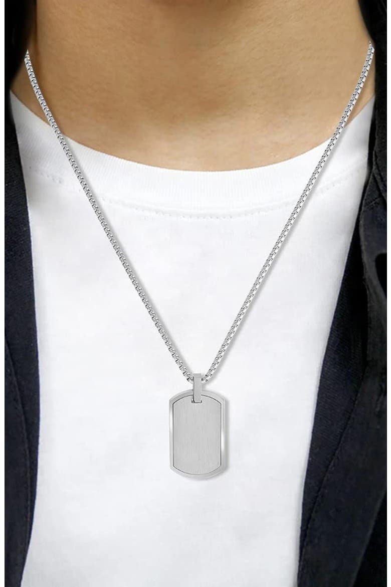 Men's Stainless Steel Dog Tag Pendant Necklace, Alternate, color, SILVER
