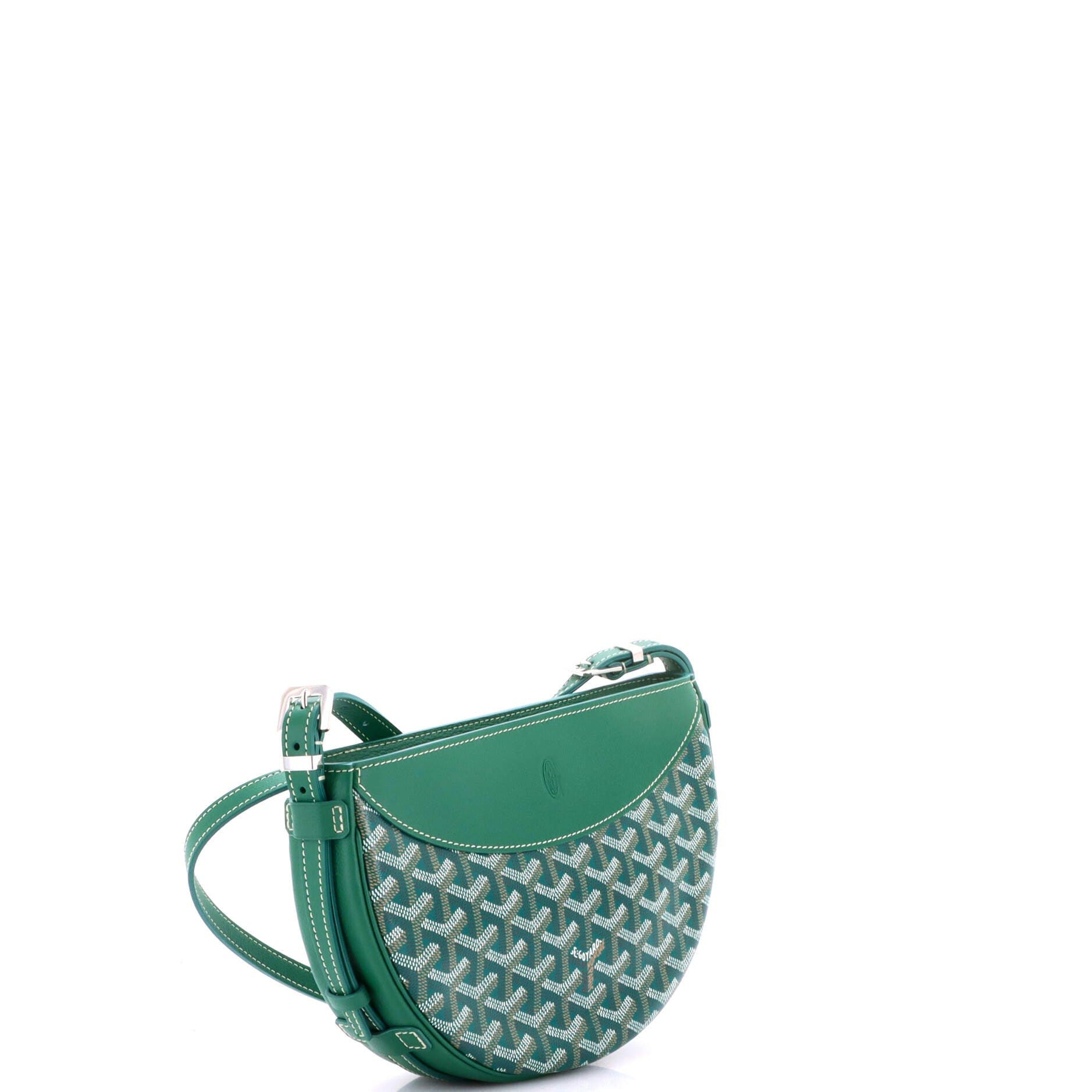 Hirondelle Shoulder Bag Coated Canvas and Leather, Alternate, color, Green