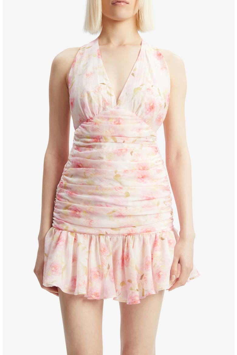 Mave Floral Halter Minidress, Alternate, color, PINK FLORAL