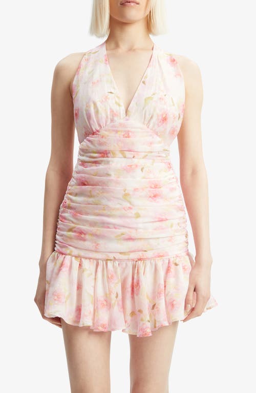 Bardot Mave Floral Halter Minidress In Pink Floral