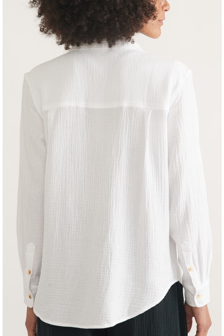 Double Gauze Cotton Button-Up Shirt, Alternate, color, WHITE