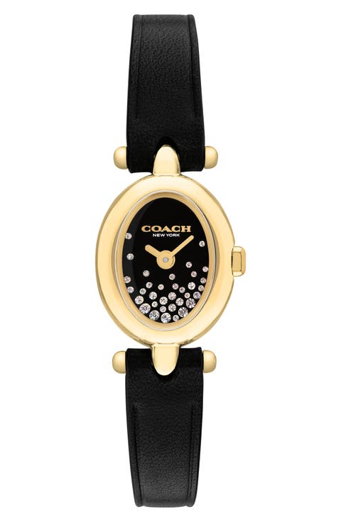 Sammy Crystal Dial Leather Strap Watch, 18mm