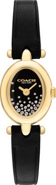 COACH Sammy Crystal Dial Leather Strap Watch, 18mm