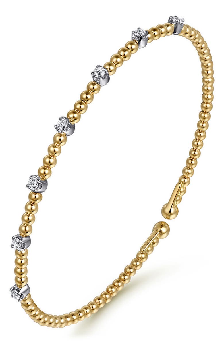 Gabriel & Co. Bujukan Diamond Station Beaded Cuff Bracelet, Alternate, color, Two Tone