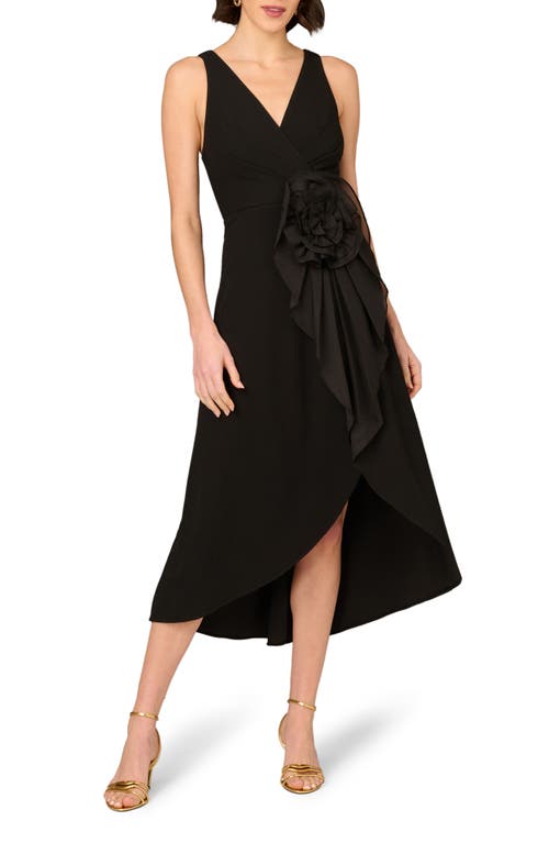 Aidan Mattox by Adrianna Papell Floral Detail Crepe Cocktail Dress in Black  product