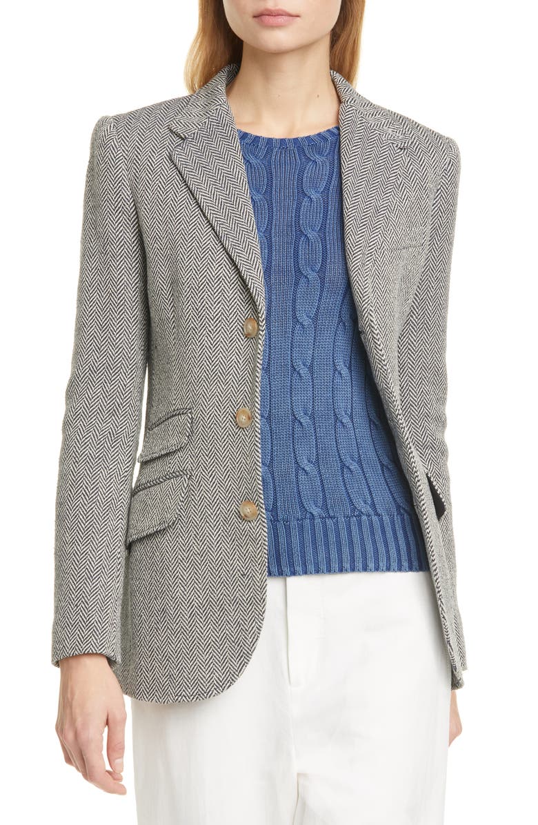 Polo Ralph Lauren Silk & Linen Blend Herringbone Jacket, Main, color, 
