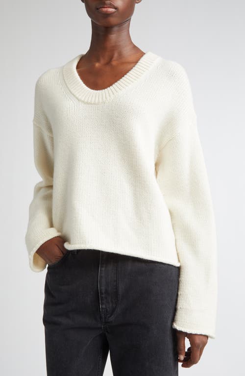 Loulou De Saison Derry Cashmere U-neck Sweater In White