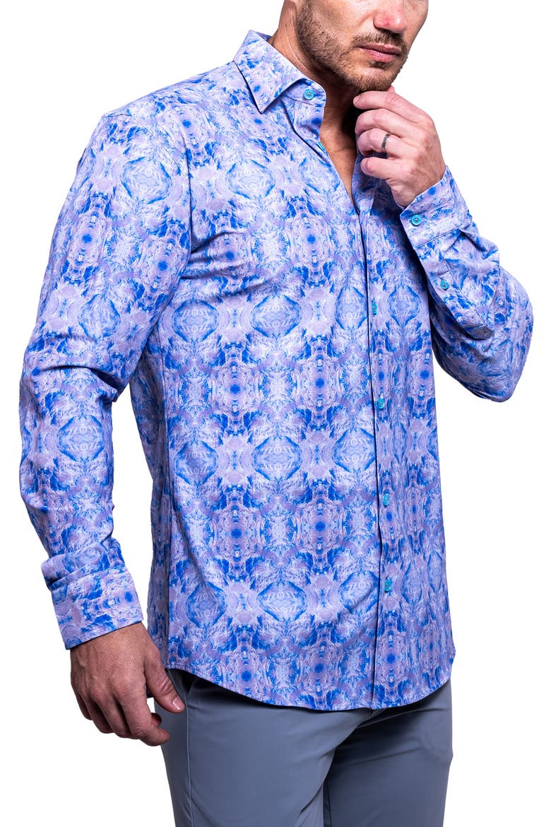 Fibonacci Resistance Contemporary Fit Button-Up Shirt, Alternate, color, BLUE