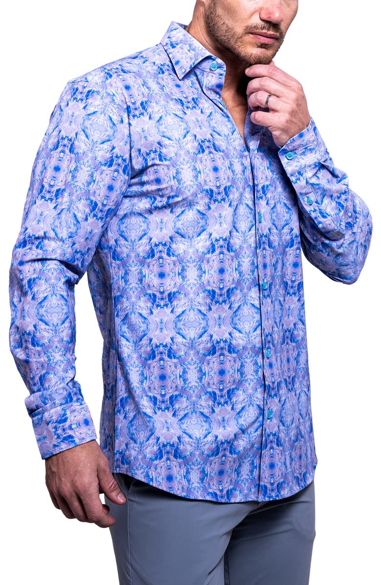 Maceoo Fibonacci Resistance Contemporary Fit Button-Up Shirt, Alternate, color, Blue