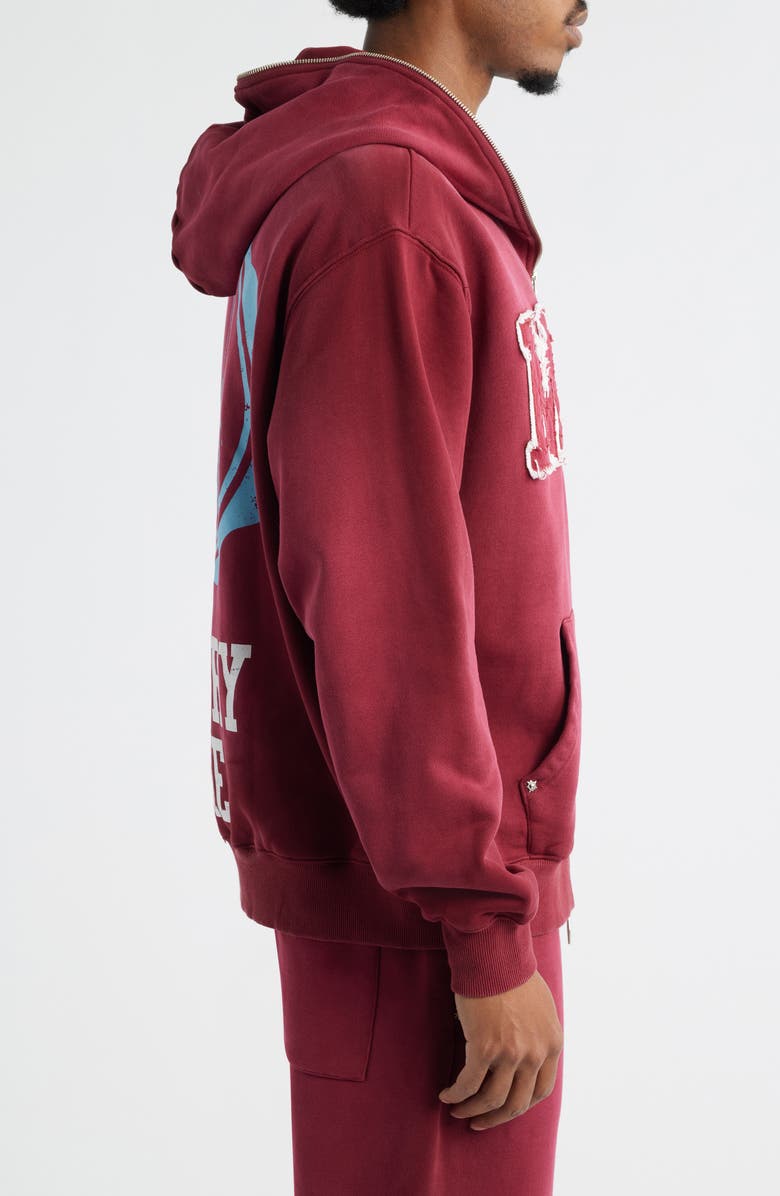 MEMORY LANE Oversize Initial Appliqué Zip Hoodie, Alternate, color, Burgundy