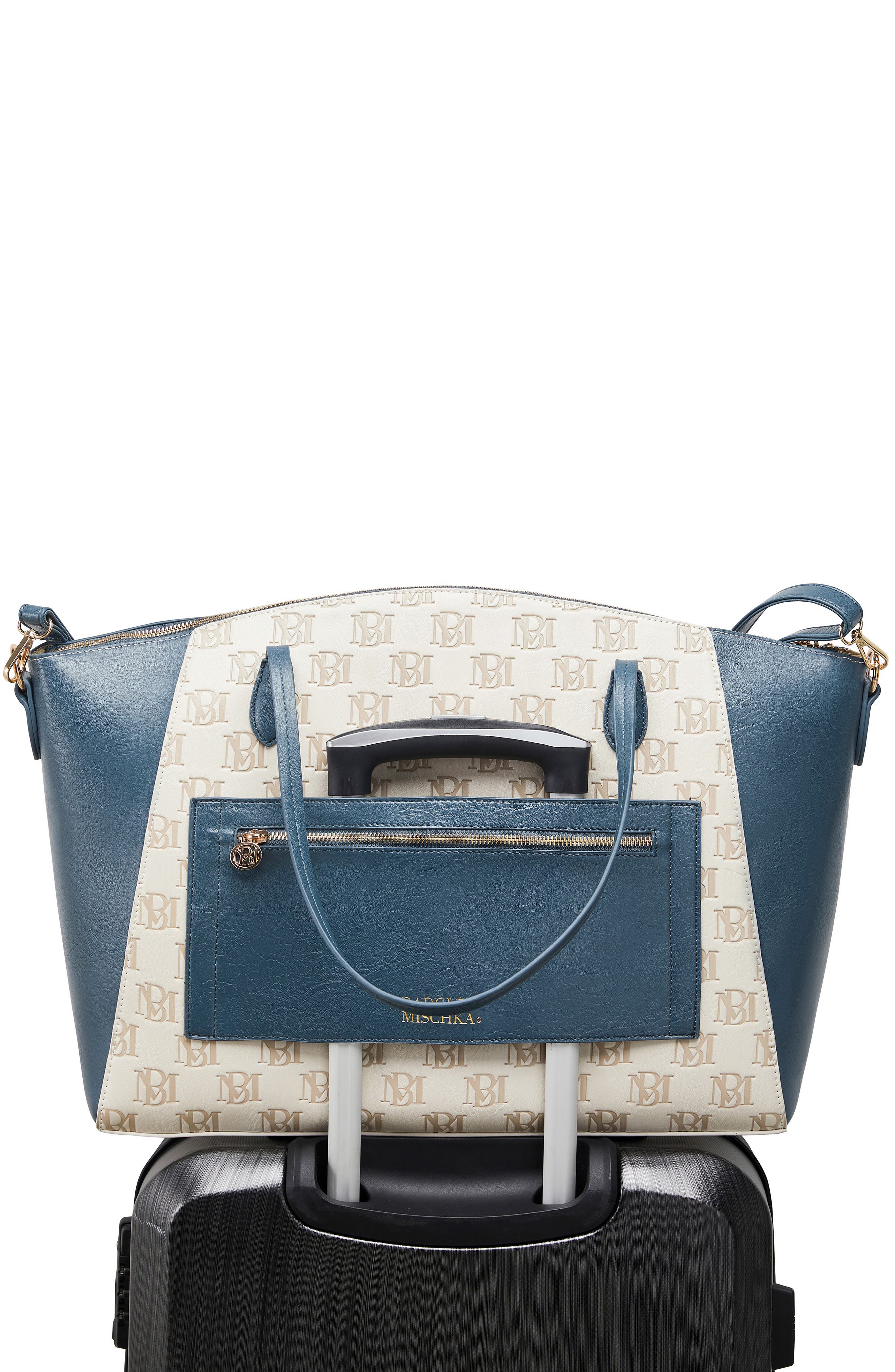Caroline Vegan Leather Weekender Duffel Bag, Alternate, color, Champagne-Navy