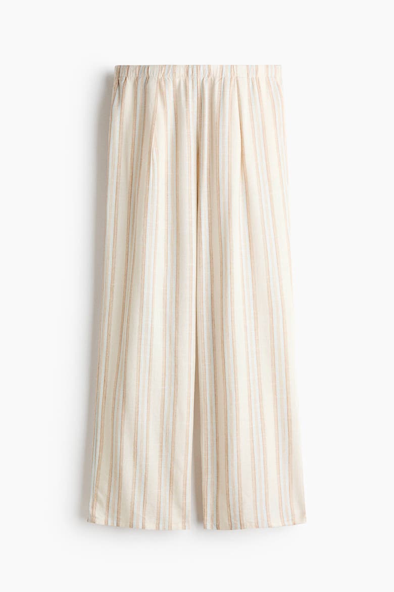 Wide Linen-blend Trousers, Alternate, color, White/striped