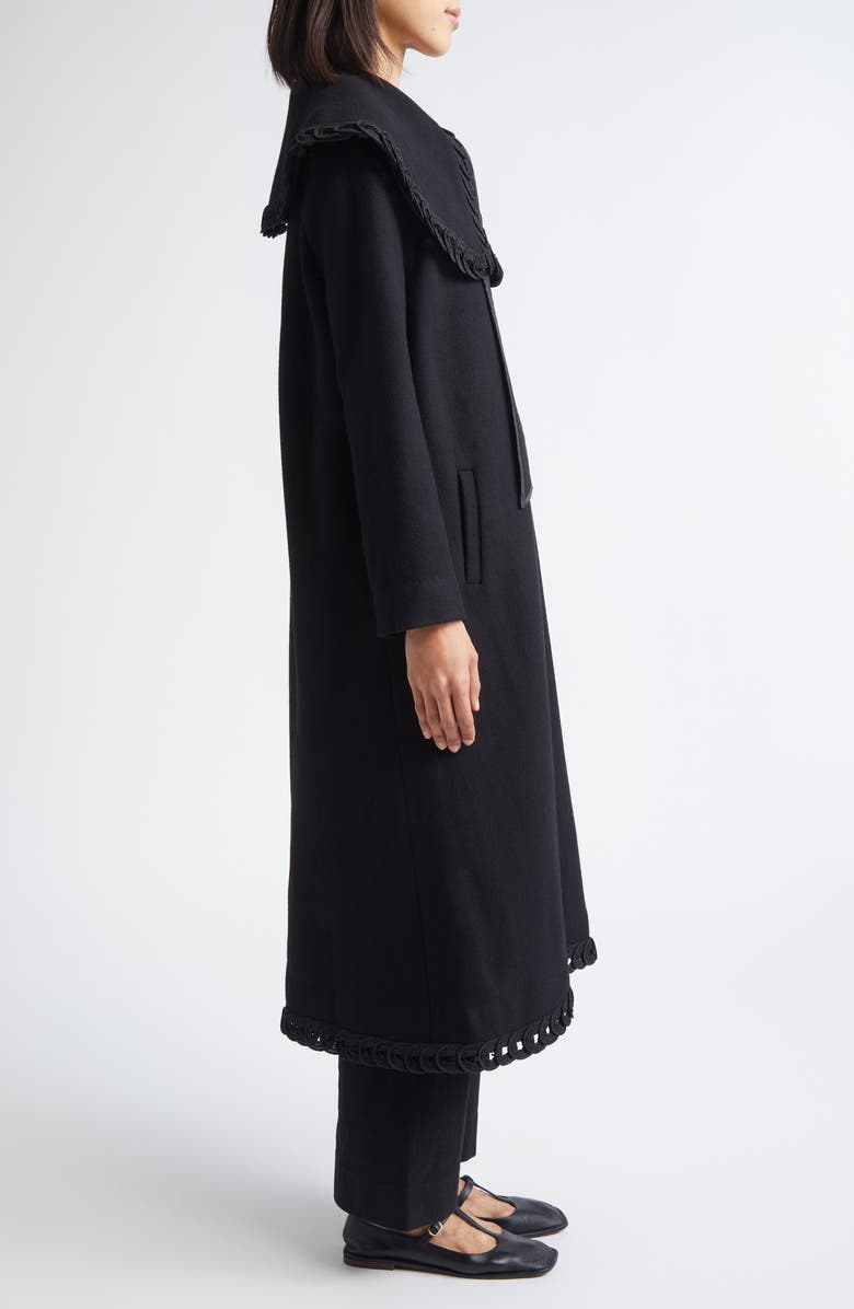 Bode Dover Belted Wool Coat, Alternate, color, Black