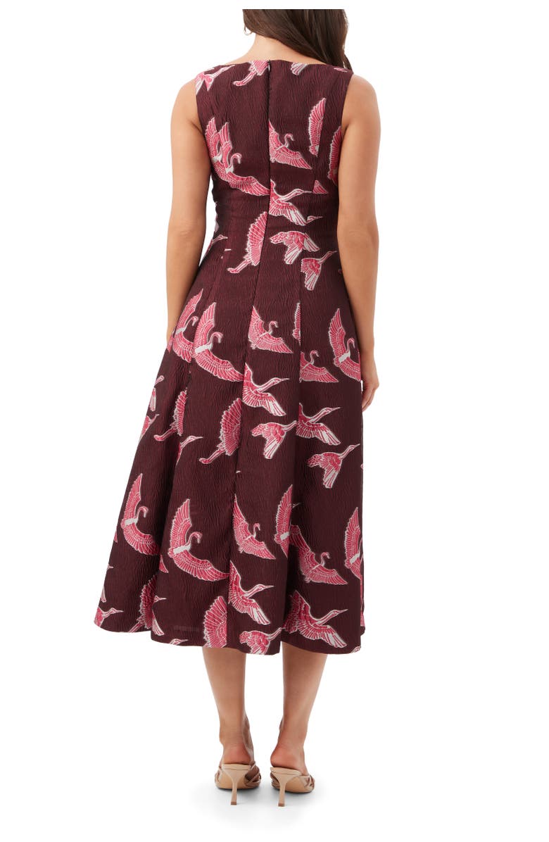 Trina Turk Valor Crane Midi Dress, Alternate, color, Kanpai Wine Multi