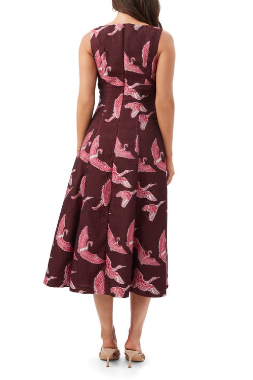 Trina Turk Valor Crane Midi Dress In Burgundy