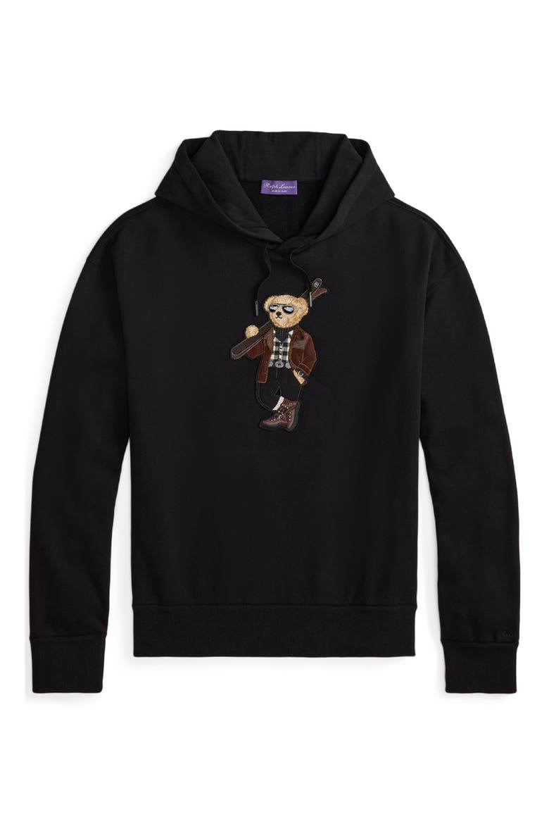 Felpa Bear Appliqué Cotton & Cashmere Hoodie, Alternate, color, CLASSIC BLACK