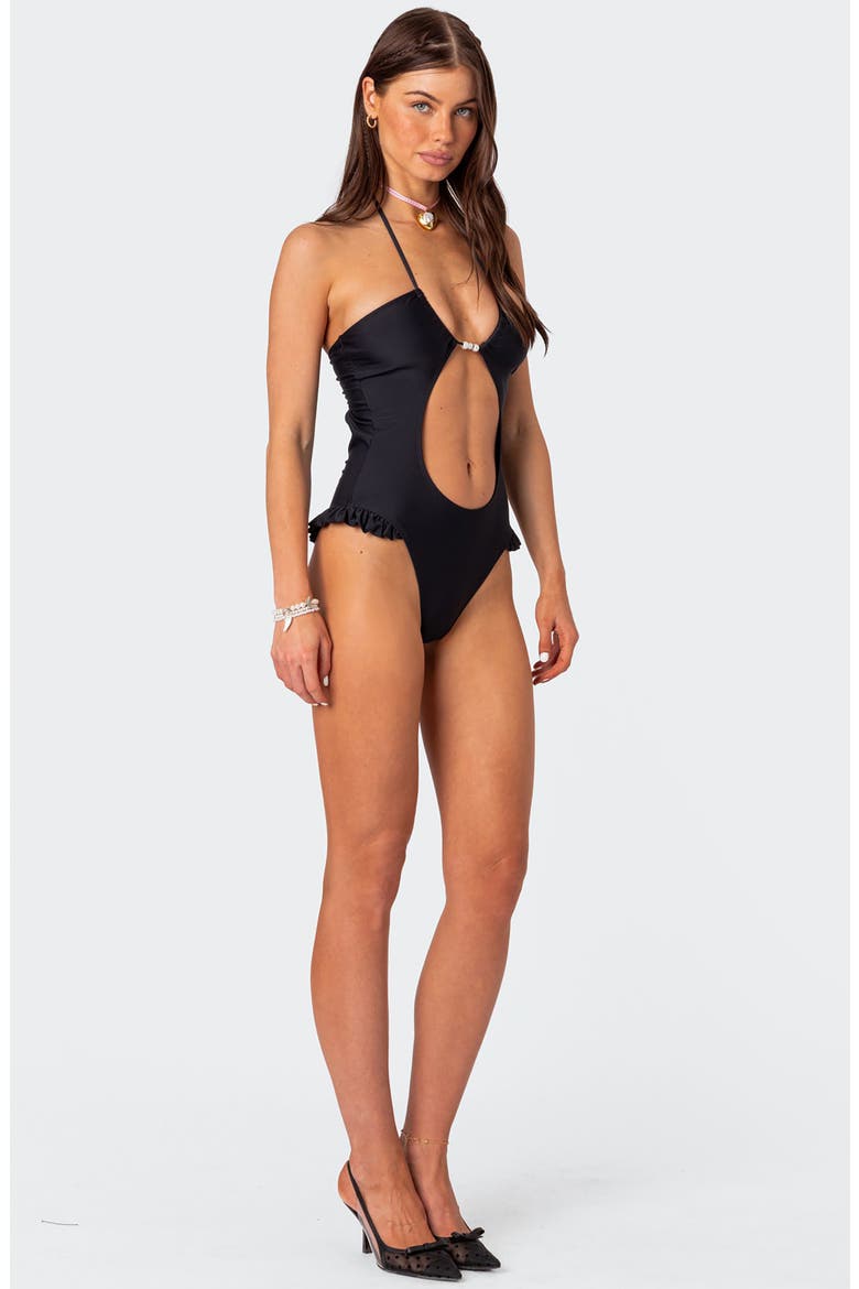 Nea Cutout One-Piece Swimsuit, Alternate, color, BLACK