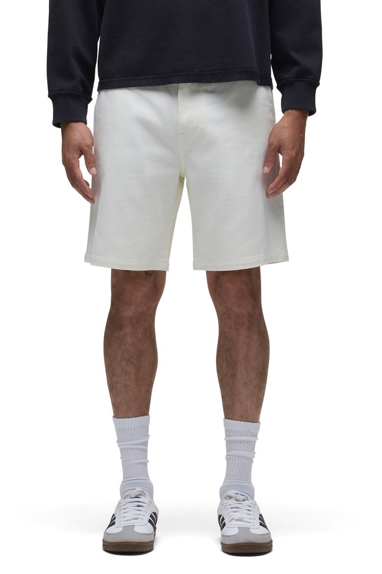 Venice Flat Front Off White Cotton Twill Chino Shorts, Main, color, BIRCH WOOD