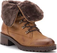 VINTAGE FOUNDRY Milan Faux Fur Lined Leather Lace-Up Boot