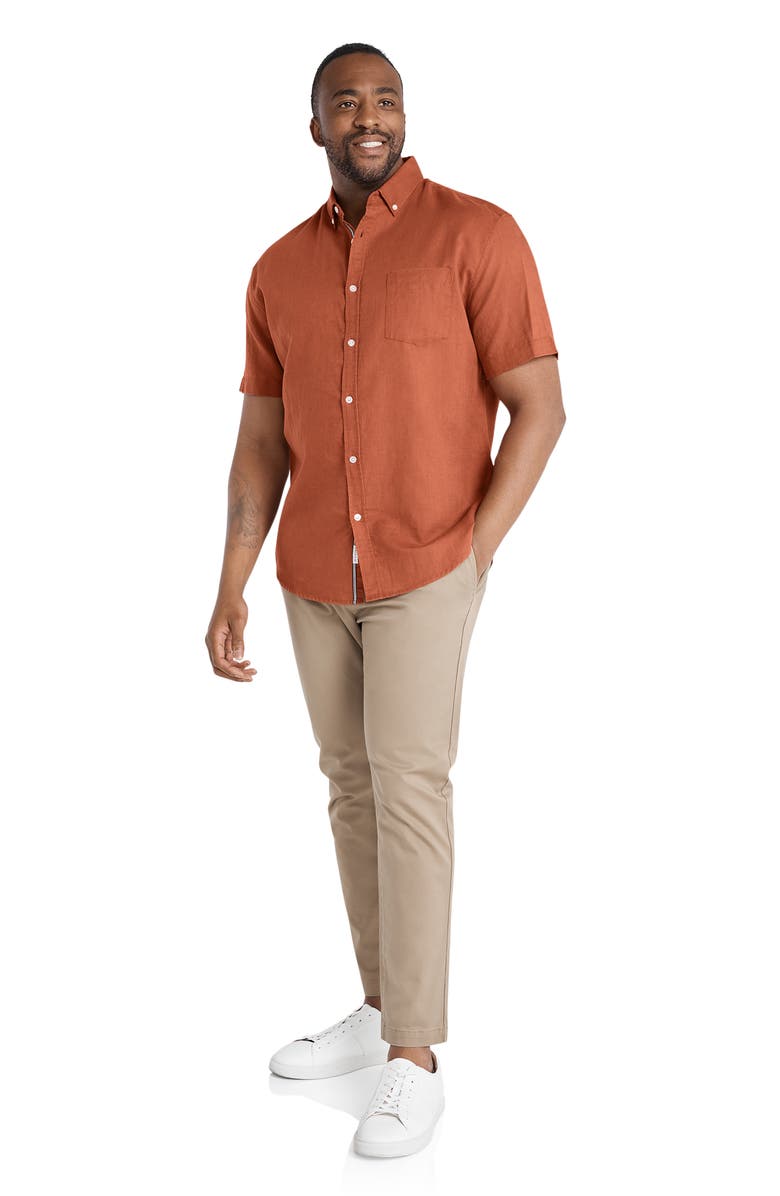 Johnny Bigg Fresno Short Sleeve Linen Blend Button-Down Shirt, Alternate, color, 