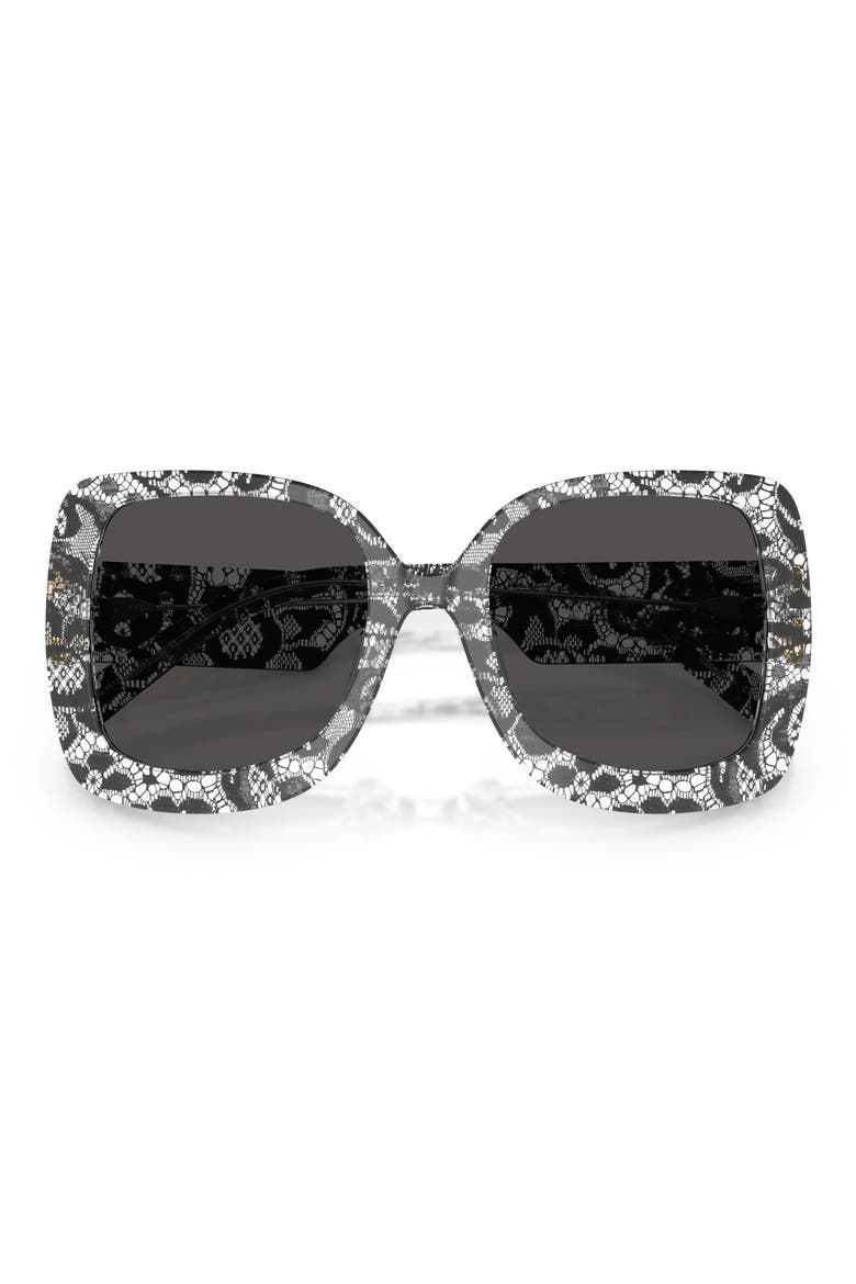 55mm Square Sunglasses, Alternate, color, BLACK LACE / DARK GREY