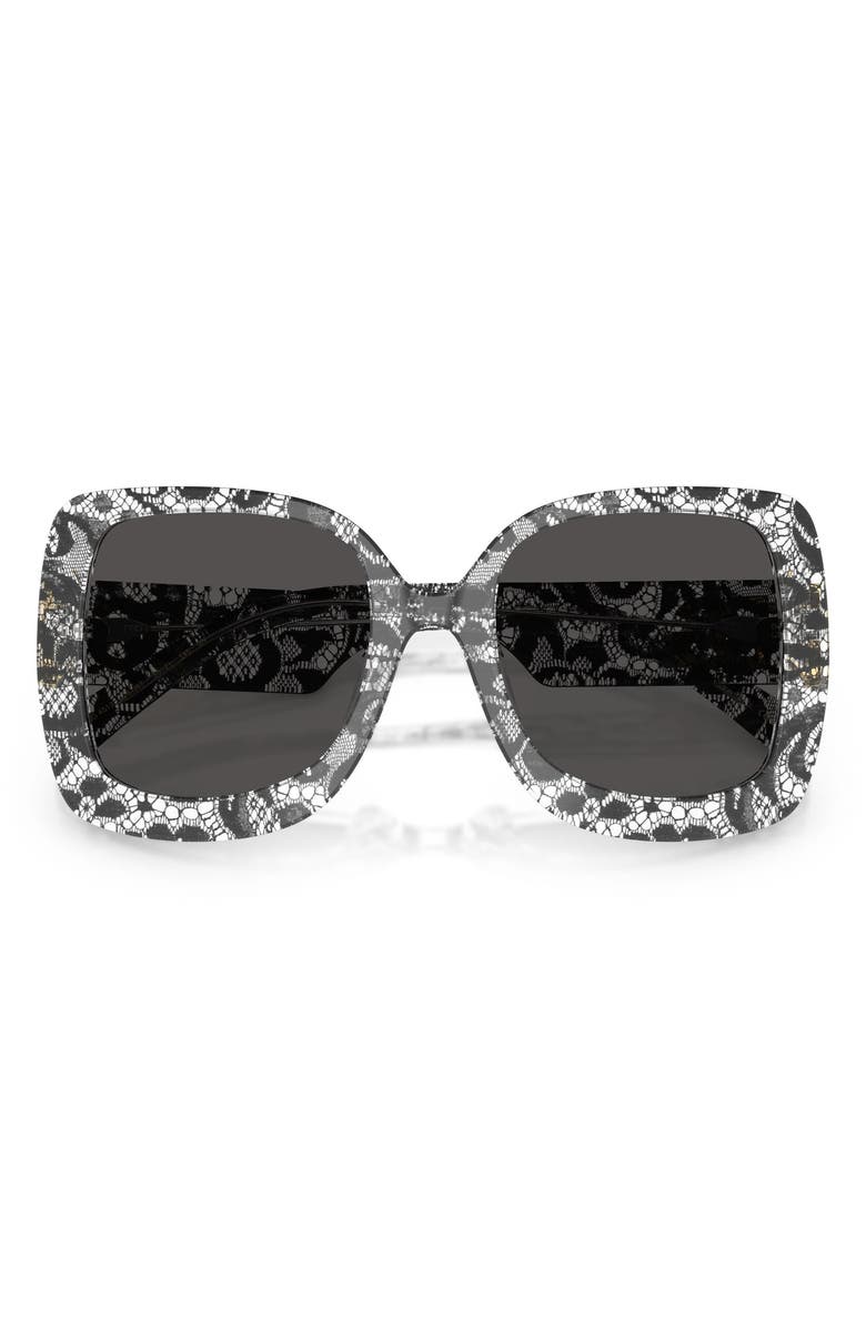 Dolce&Gabbana 55mm Square Sunglasses, Alternate, color, Black Lace / Dark Grey