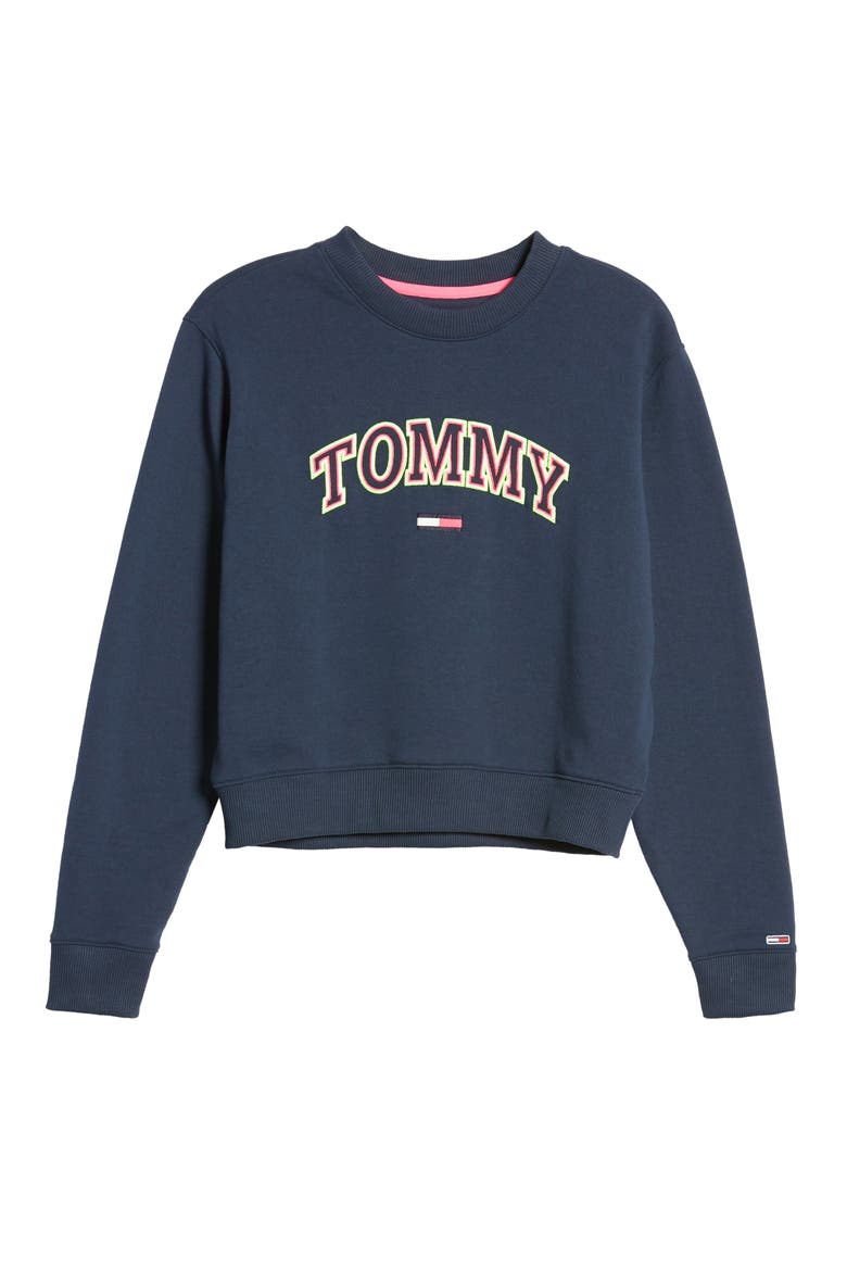 Neon Collegiate Cotton Blend Sweatshirt, Alternate, color, SKY CAPTAIN
