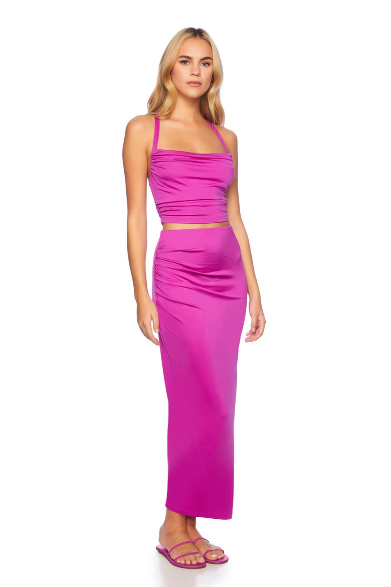 Solid High Waist Midi Skirt, Alternate, color, SUPERNOVA