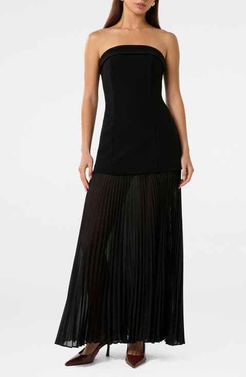 Bethie Strapless Mixed Media Dress