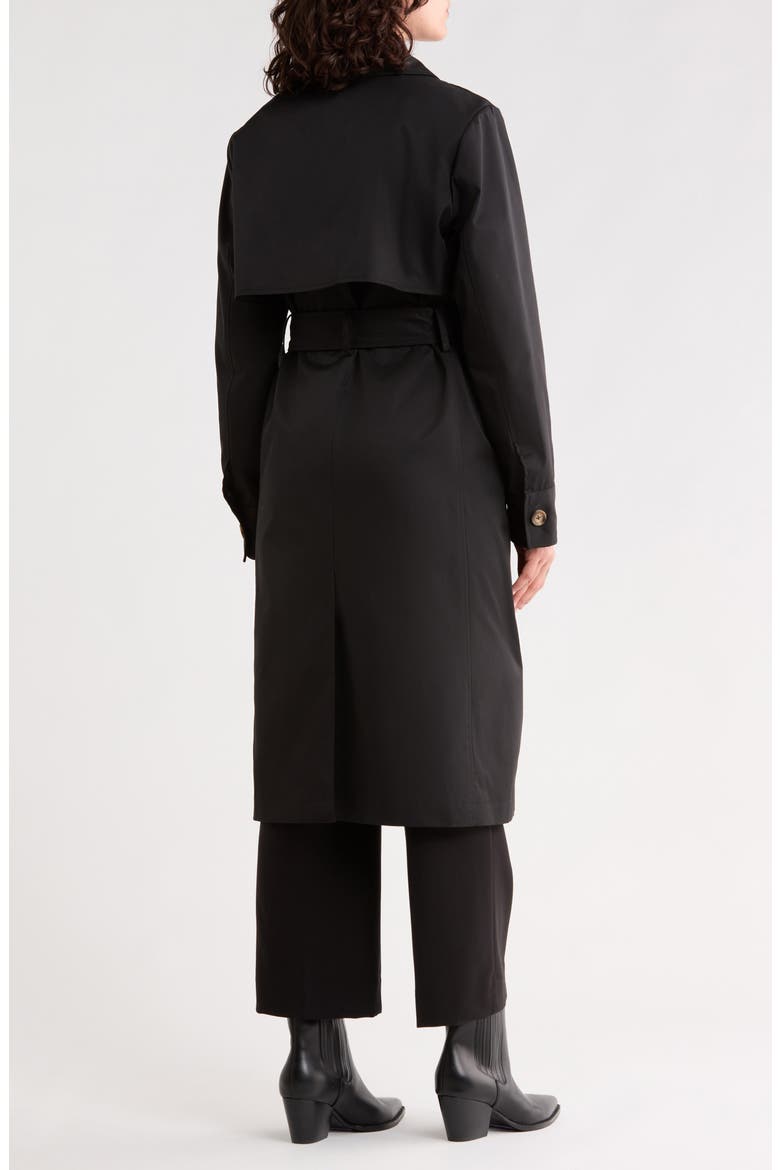 Long Trench Coat, Alternate, color, BLACK