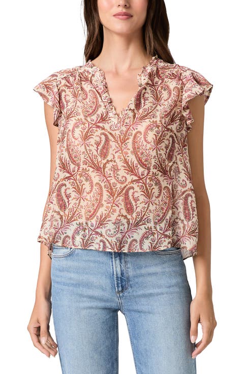 Cornelia Flutter Sleeve Silk Top