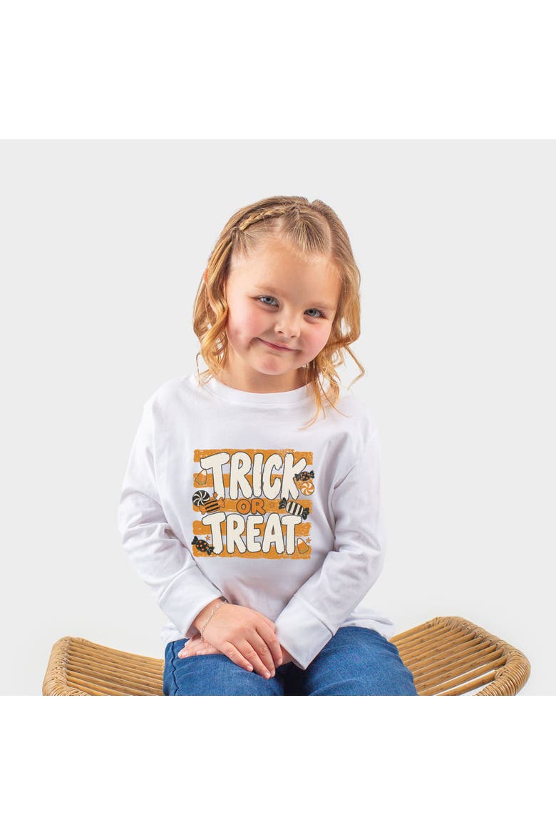 Trick or Treat Stripes Long Sleeve Tee Toddler, Alternate, color, White