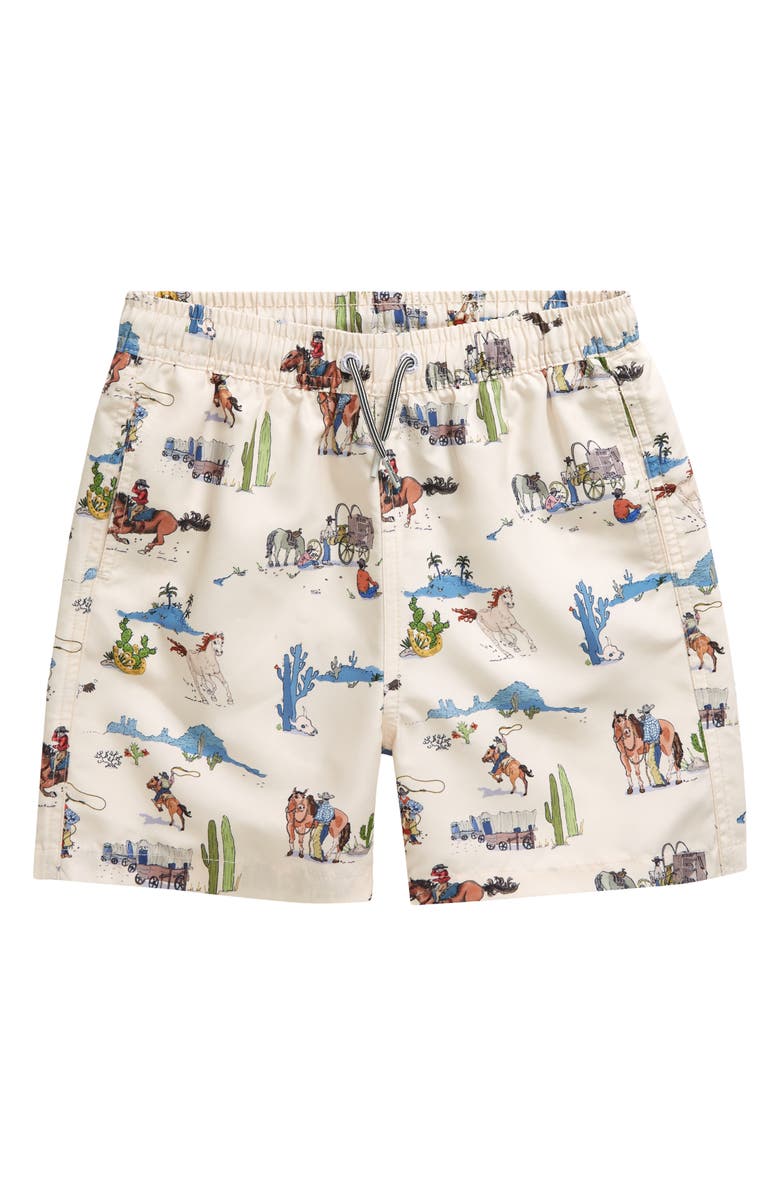 Boardies Kids' Wild West Swim Trunks, Main, color, Cream