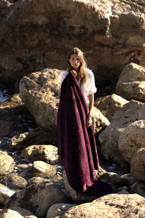 Carmel Faux Fur Personal Throw Blanket