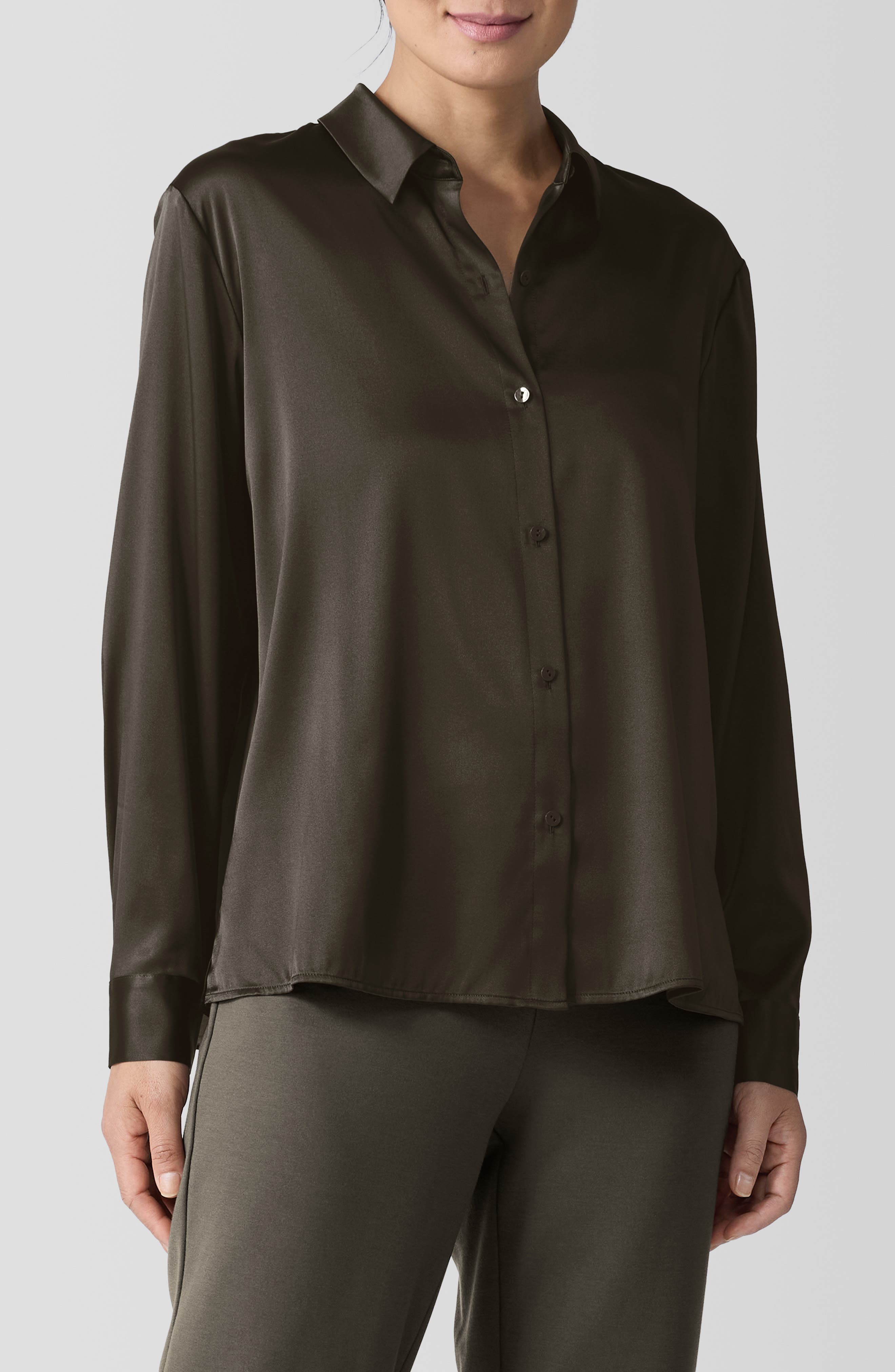 eileen fisher stretch silk shirt