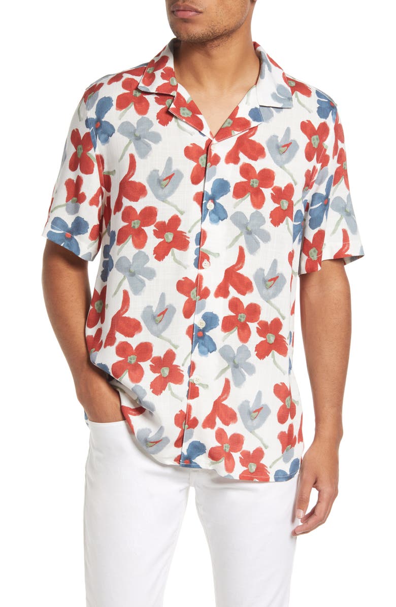Wax London Men's Didcot Floral Print Short Sleeve Button-Up Shirt, Main, color, 
