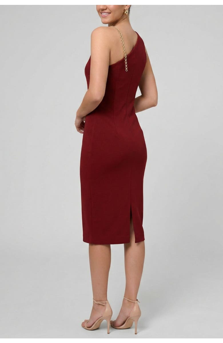 RACHEL Rachel Roy Sia One Shoulder Chain Strap Midi Dress, Alternate, color, Dark Red