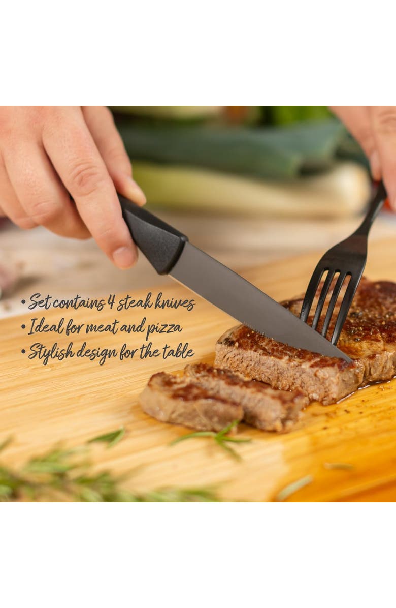 Kuhn Rikon ICED Steak Knife 4.13-Inch, Set of 4, Ice Hardened German Stainless Blade, Alternate, color, Black