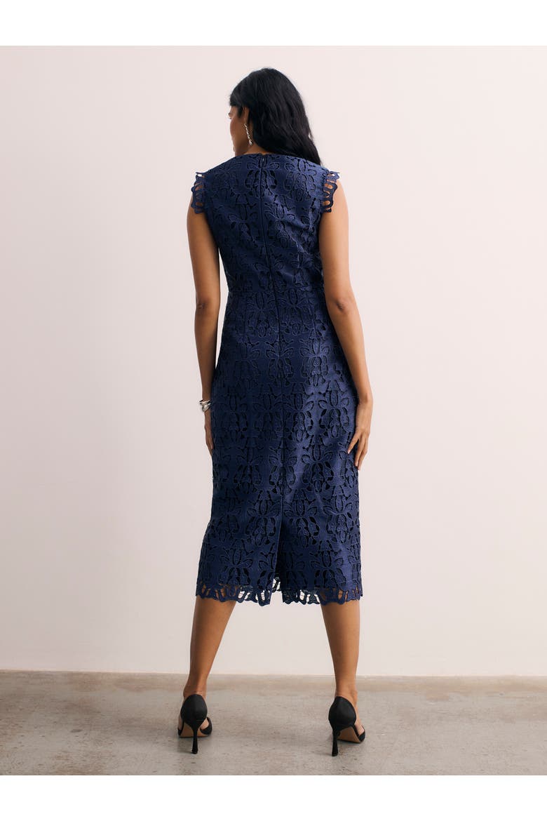 Valencia Lace Round Neck Dress, Alternate, color, Blue