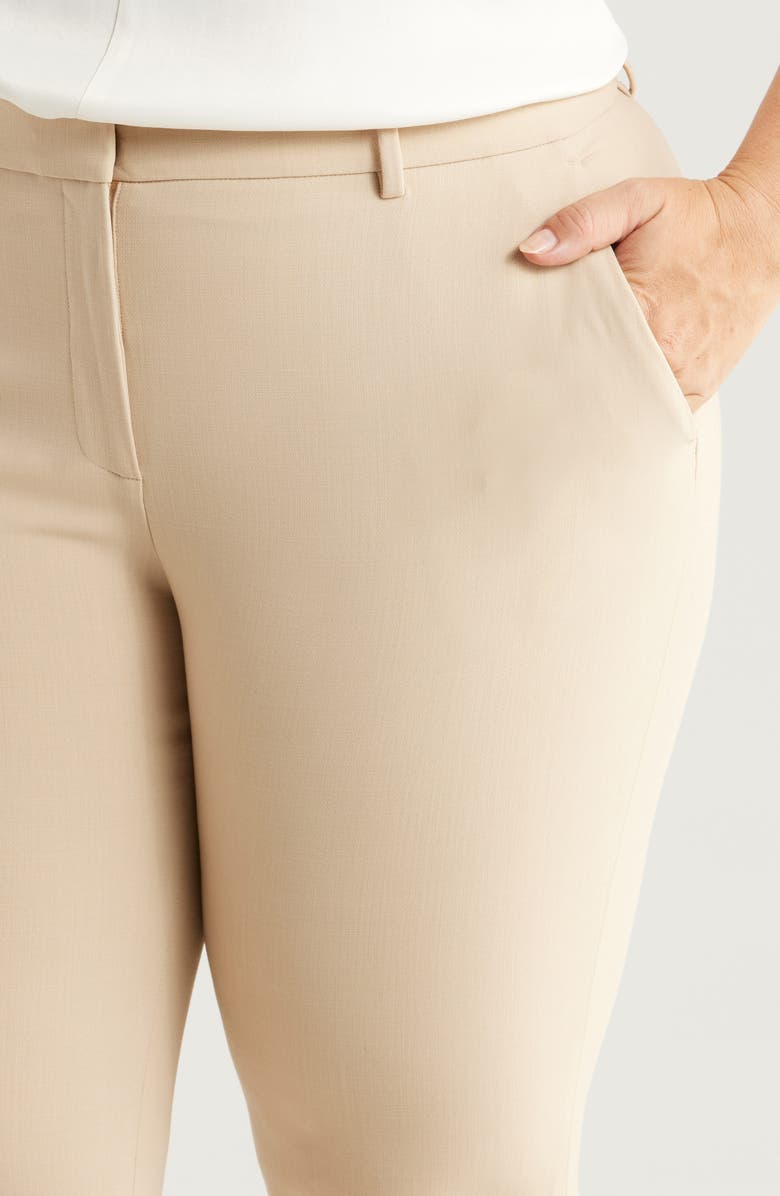 Lafayette 148 New York Manhattan Stretch Wool Cigarette Pants, Alternate, color, Plaster